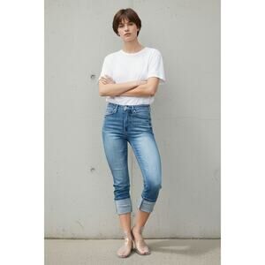 JUDY BLUE "Dew Drop" High Waist Back Shield Pocket Cuff-Capri Jeans JB78114 - 30
